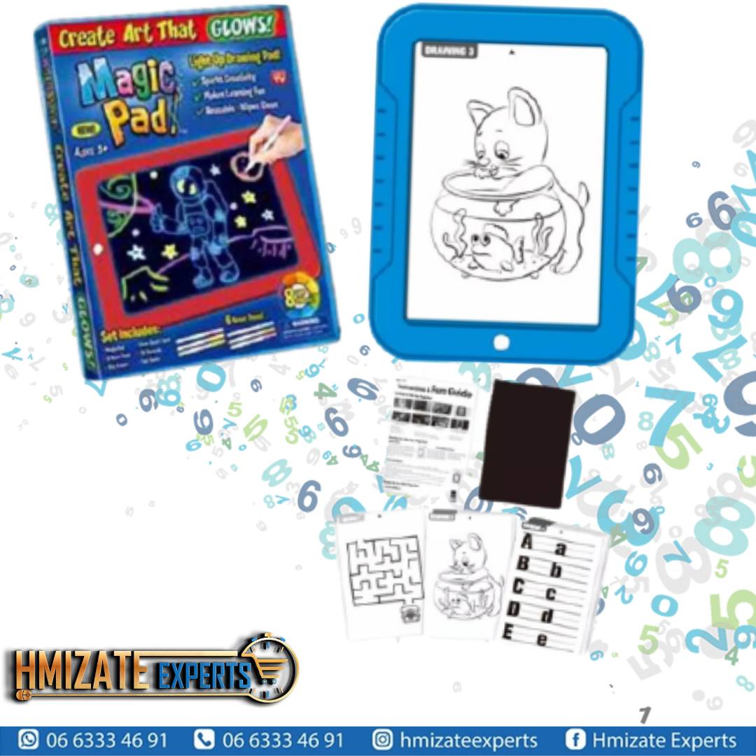 ✨ Planche à dessin pour enfants Magic Pad🛍️ Prix : 115 MAD📌 Développement des capacités: préhension, cerveau manuel, vision, formation aux intérêts➡️ Voir plus : https://hmizatexperts.com/fr_fr/product/planche-a-dessin-magique-3d-pour-enfants/