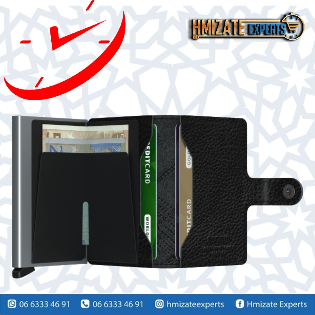 ✨ Miniwallet anti détournement de données des cartes🛍️ Prix : 115 MAD📌 anti détournement de données des cartes RFID et NFC noir➡️ Voir plus : https://hmizatexperts.com/fr_fr/product/miniwallet-anti-detournement-de-donnees-des-cartes/
